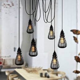 American Industrial Creative Restoring Ancient Ways Smidesjärnbur Single Head Droplight Lampa
