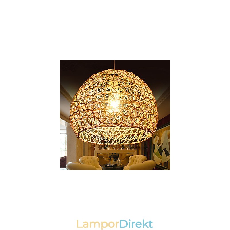 Modern Lantlig Cany Art Vävd Rotting Enkelhuvud Droplight Lampa