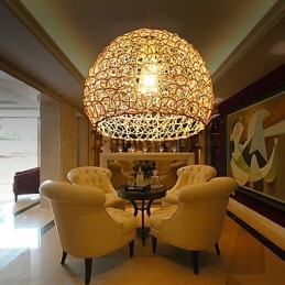 Modern Lantlig Cany Art Vävd Rotting Enkelhuvud Droplight Lampa