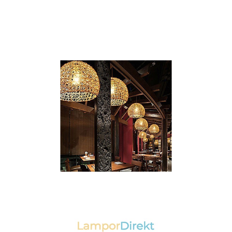 Modern Lantlig Cany Art Vävd Rotting Enkelhuvud Droplight Lampa