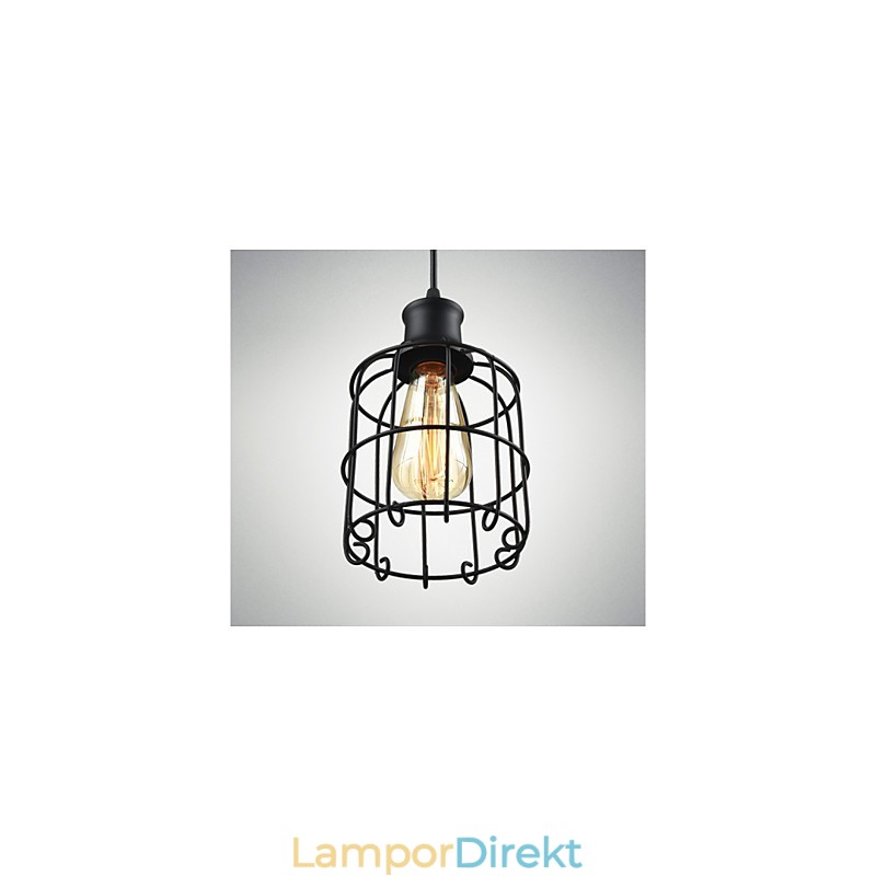 Edison Vintage Light Pendel Lamparmatur Ljuskrona Cage Lampskärm