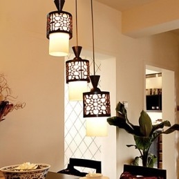 Modern Kinesisk Stil Klassisk Massivträtrumma Creative Single Head Droplight Lamp Light