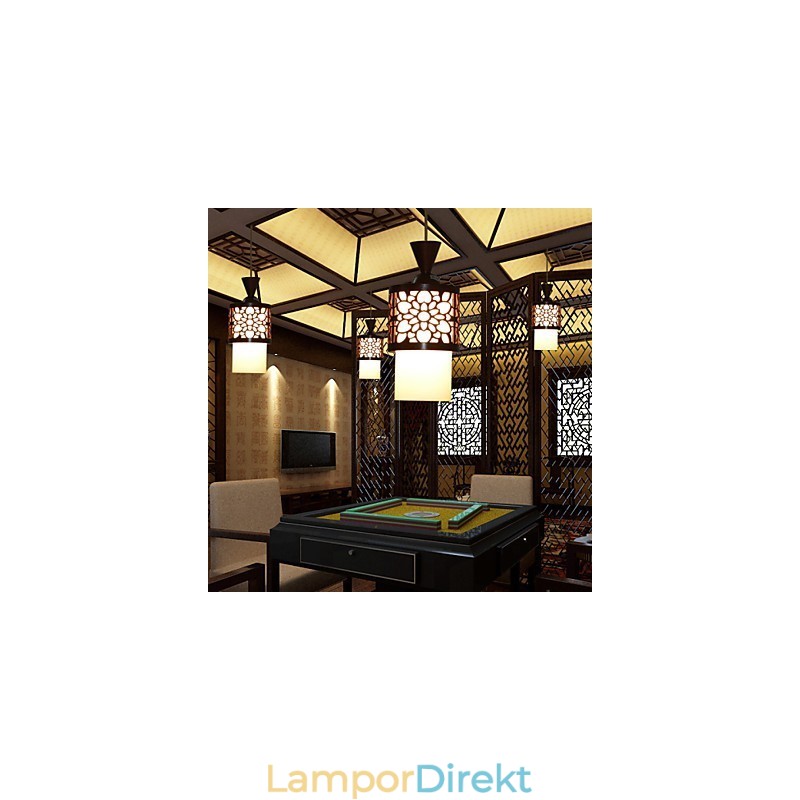 Modern Kinesisk Stil Klassisk Massivträtrumma Creative Single Head Droplight Lamp Light