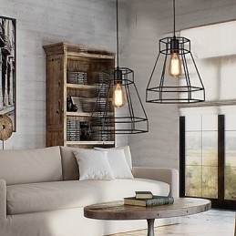 Geometrisk Linje Diamond Smidesjärn Ljuskrona Pendel Light Modern Contemporary