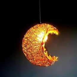 Modern Lantlig Cany Art Vävd Rotting Enkelhuvud Droplight Lampa