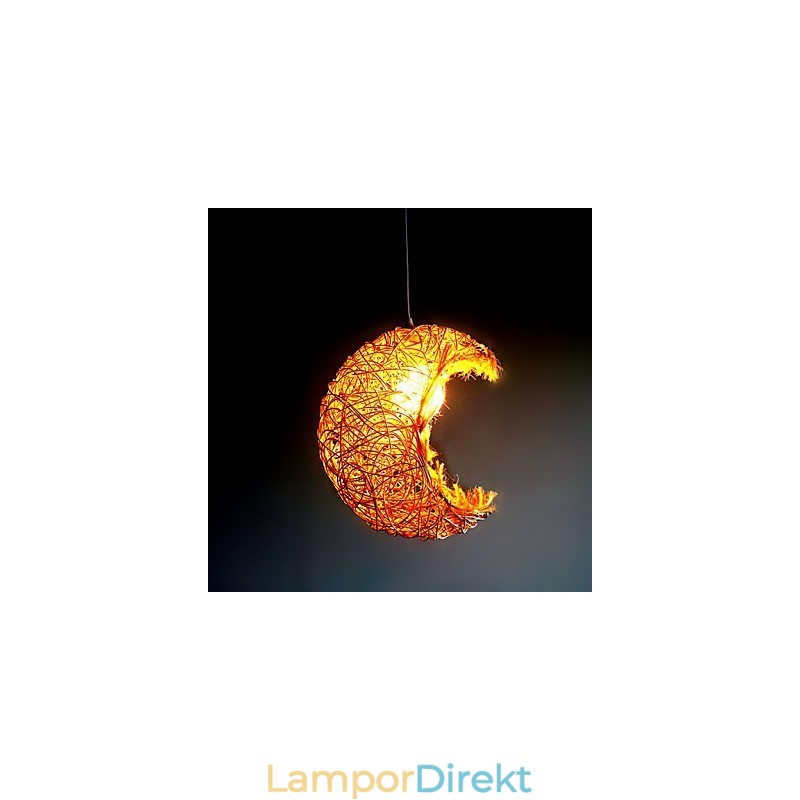 Modern Lantlig Cany Art Vävd Rotting Enkelhuvud Droplight Lampa