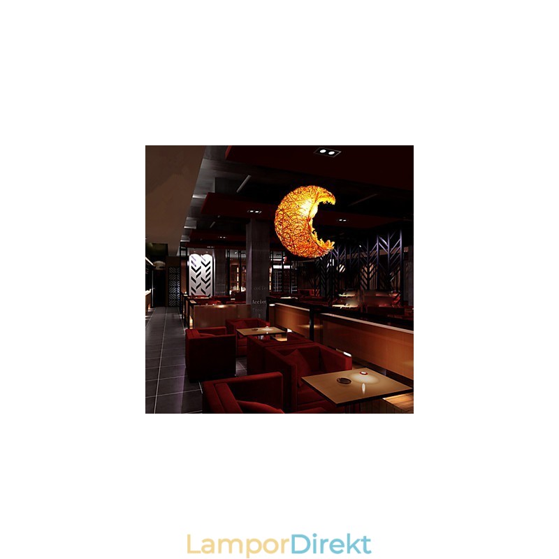 Modern Lantlig Cany Art Vävd Rotting Enkelhuvud Droplight Lampa