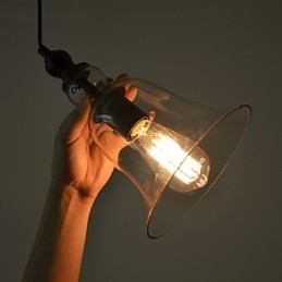 Vintage Industriell Retro Glas Ljuskrona Kreativ Minimalistisk Sänglampa Klar Färg