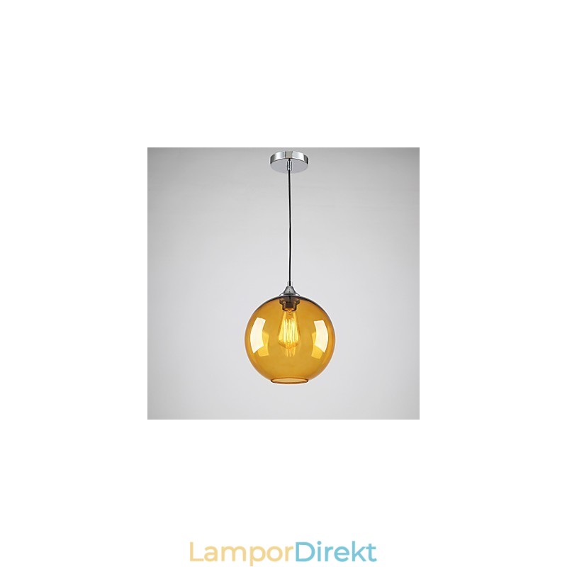 Modernt Glas Taklampa I Rund Bärnsten Bubble Design Glasskärm
