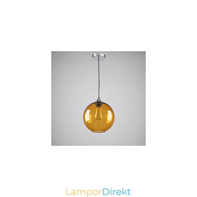 Modernt Glas Taklampa I Rund Bärnsten Bubble Design Glasskärm