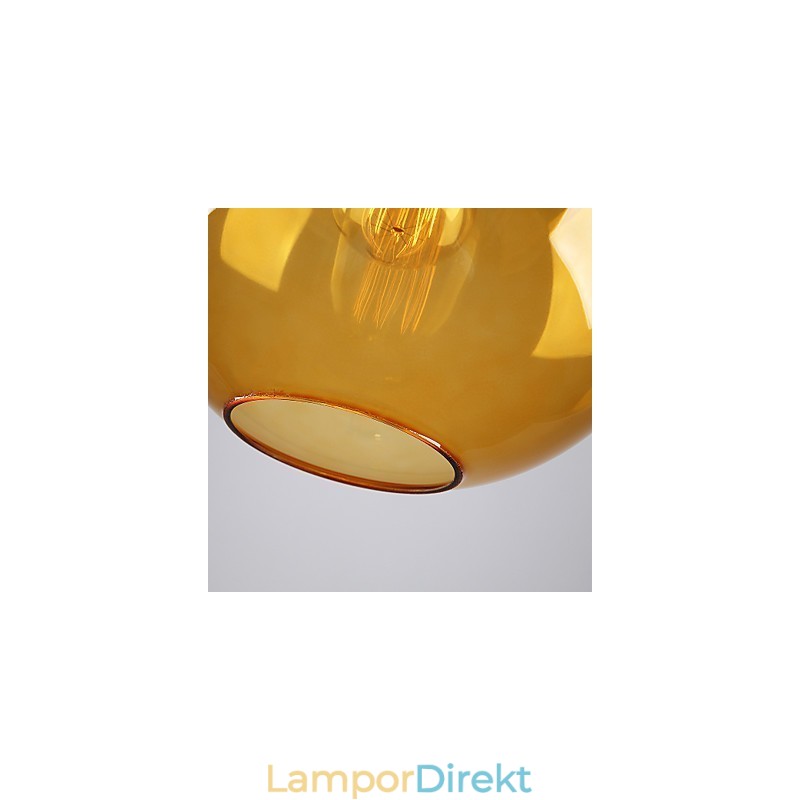 Modernt Glas Taklampa I Rund Bärnsten Bubble Design Glasskärm