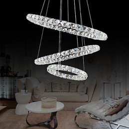 44W Modern Samtida Kristallkrom Metall Taklampa