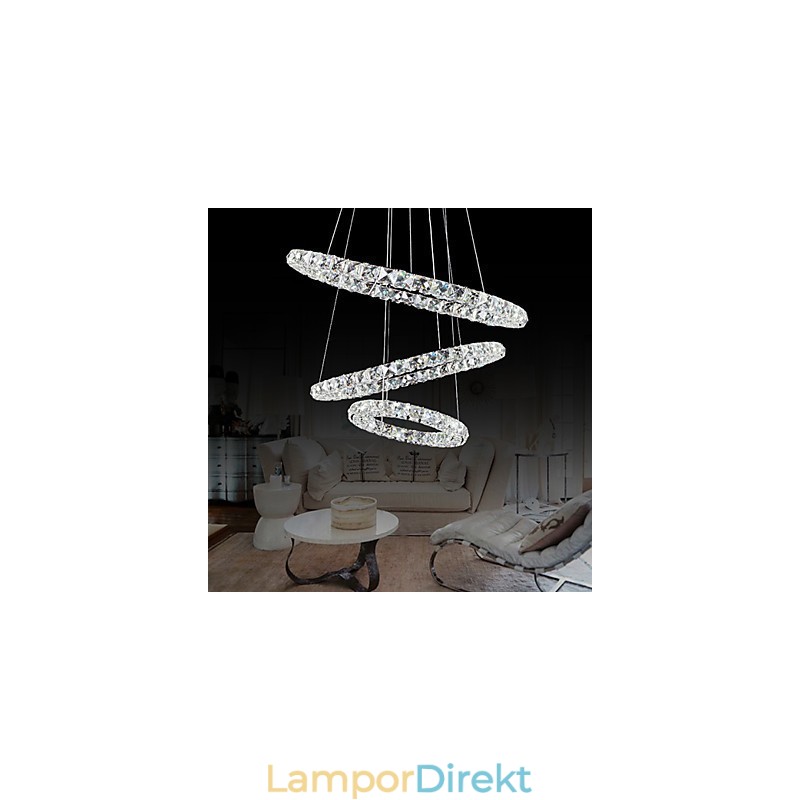 44W Modern Samtida Kristallkrom Metall Taklampa