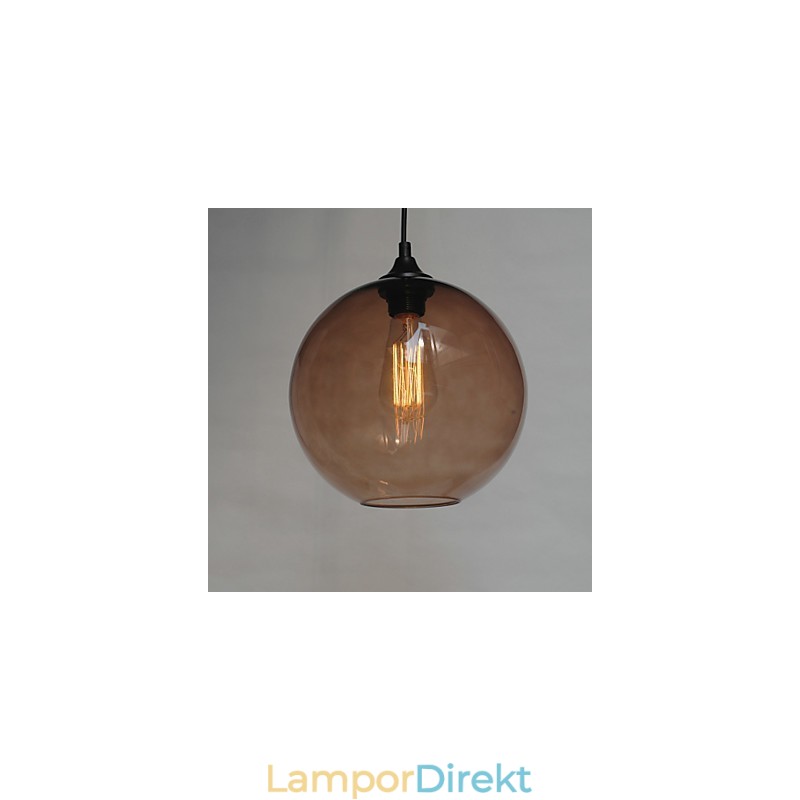 Modernt Glas Taklampa I Rund Brun Bubbeldesign