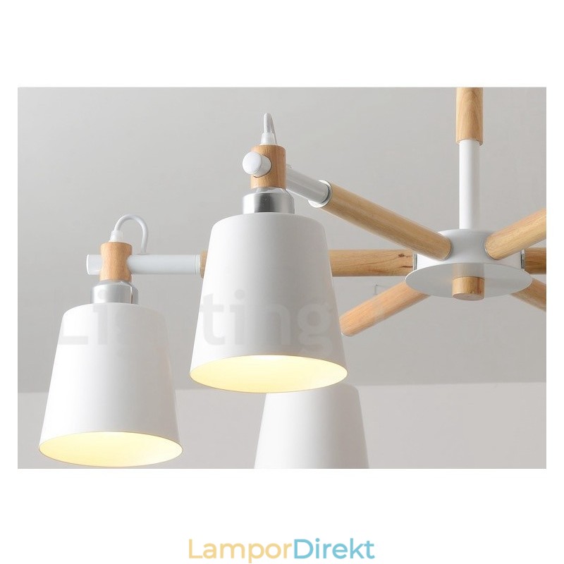 Modern Contemporary Wood 6 Light Chandelier Lamp