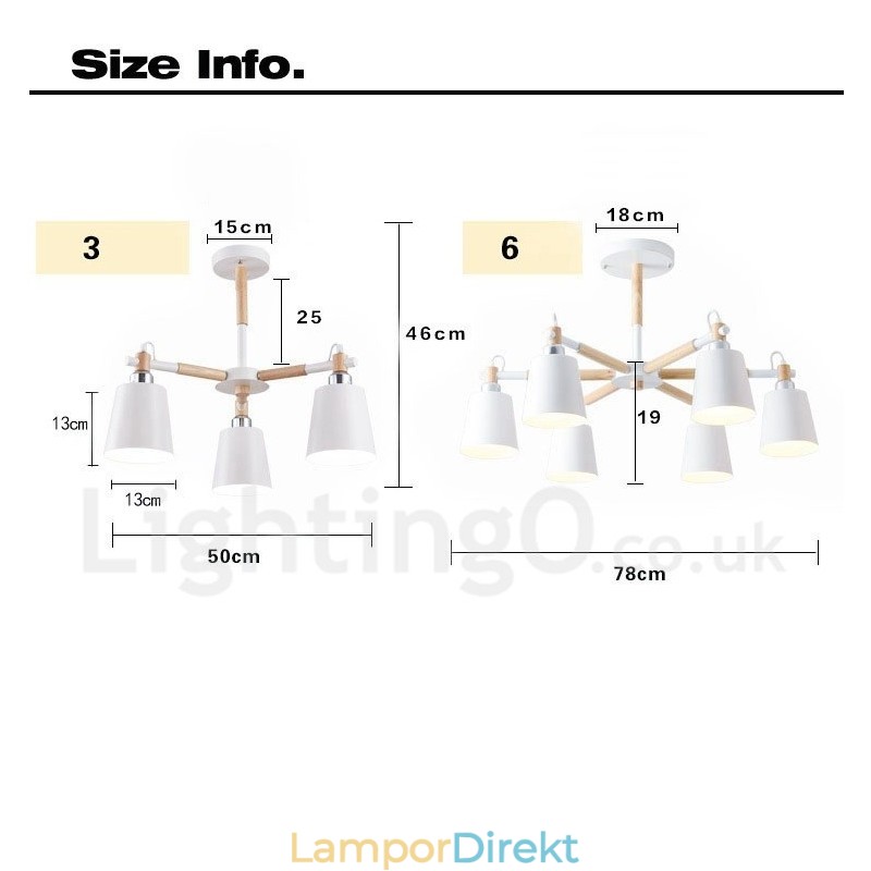 Modern Contemporary Wood 6 Light Chandelier Lamp
