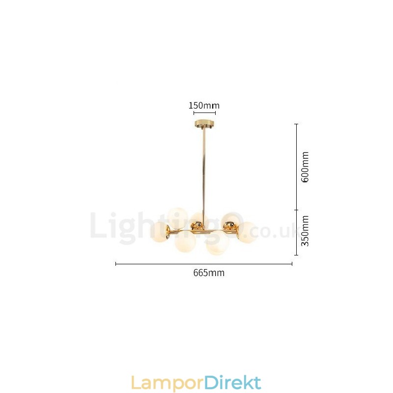 8 Ljus Modern Modern Ljuskrona Med Glasskärmsljus