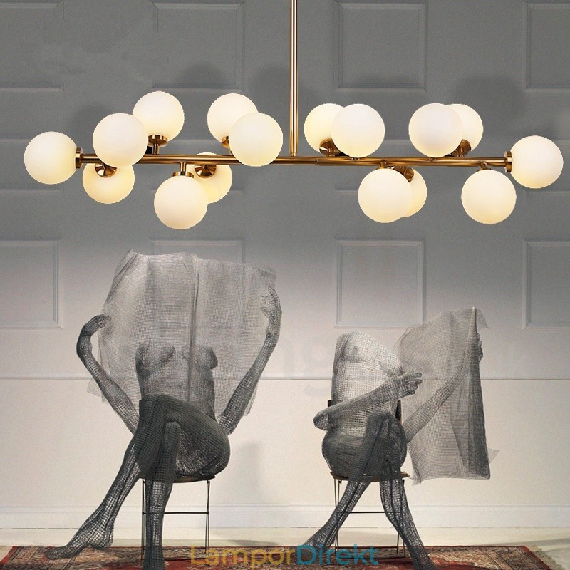 Modern Contemporary 16 Ljus Ljuskrona Med Glasskärm Och Lampa