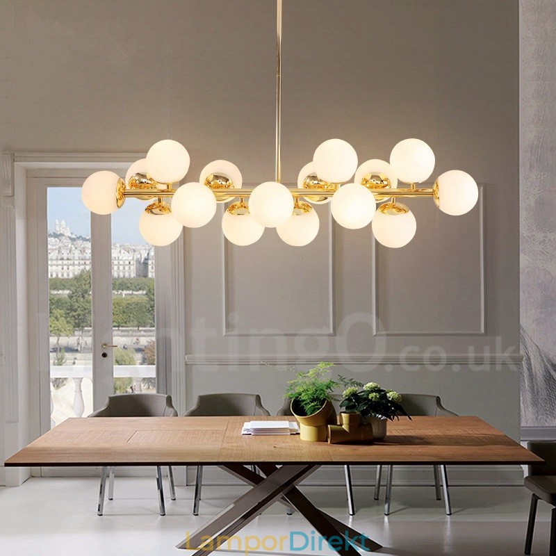 Modern Contemporary 16 Ljus Ljuskrona Med Glasskärm Och Lampa