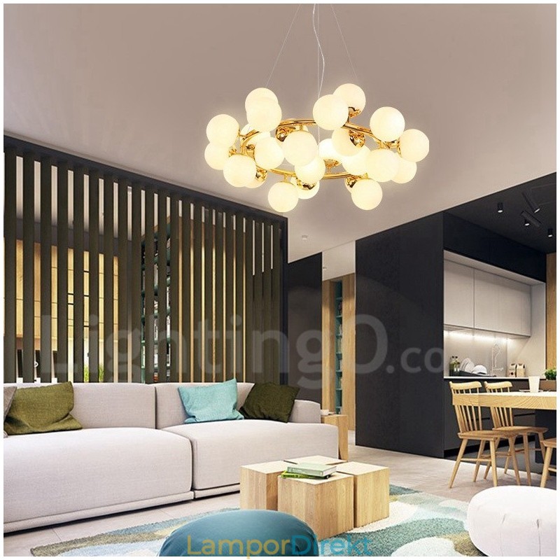 24 Ljus Modern Modern Ljuskrona Med Glasskärmsljus