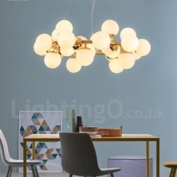 24 Ljus Modern Modern Ljuskrona Med Glasskärmsljus