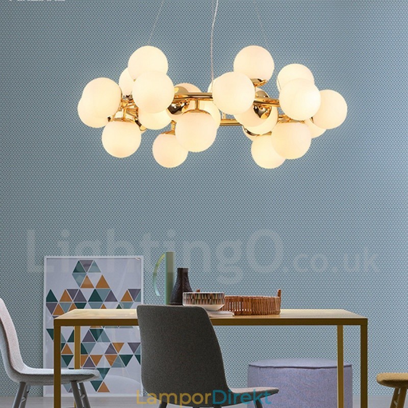 24 Ljus Modern Modern Ljuskrona Med Glasskärmsljus