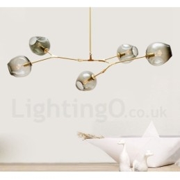 Modern Contemporary 5 Ljus Ljuskrona Med Glasskärmslampa