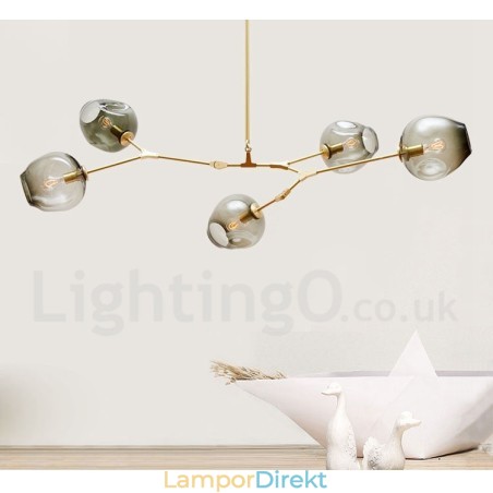 Modern Contemporary 5 Ljus Ljuskrona Med Glasskärmslampa Modern Contemporary 5 Ljus Ljuskrona Med Glasskärmslampa