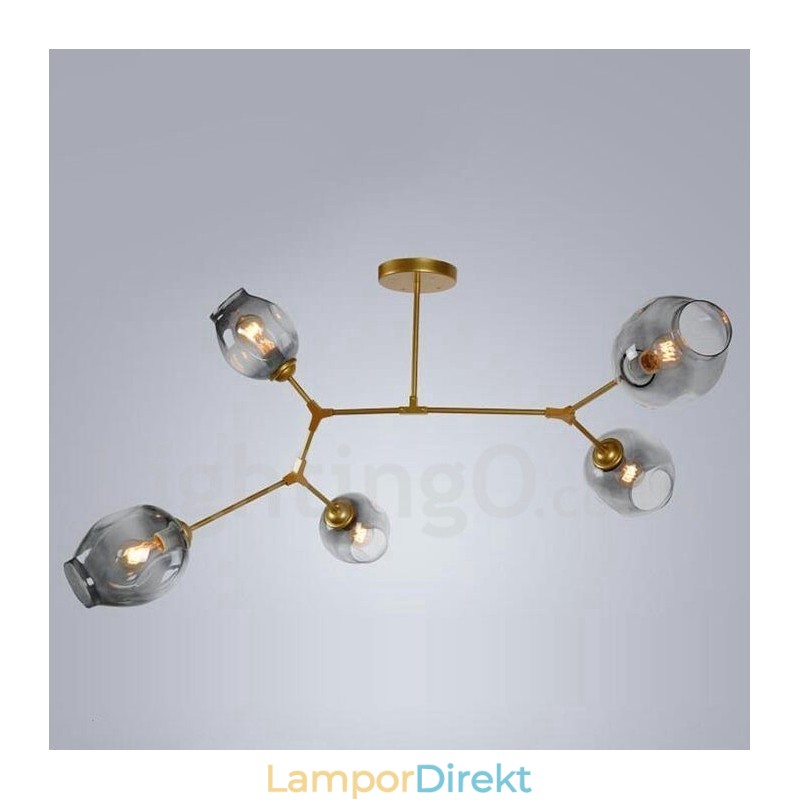 Modern Contemporary 5 Ljus Ljuskrona Med Glasskärmslampa