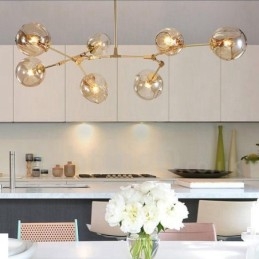 Modern Contemporary 7 Light Ljuskrona Med Klarglasskärm Och Lampa