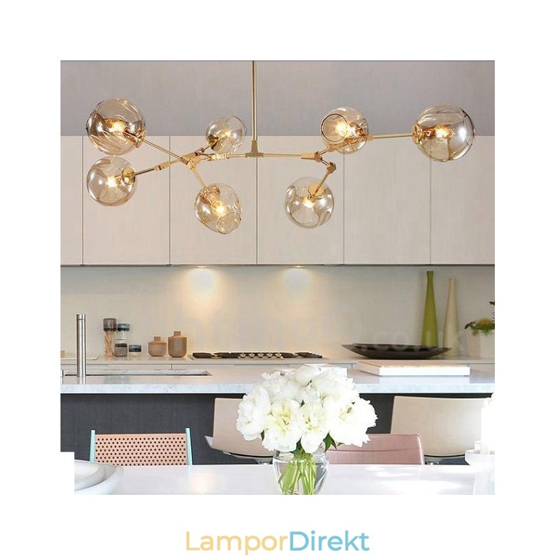 Modern Contemporary 7 Light Ljuskrona Med Klarglasskärm Och Lampa