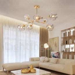 Modern Contemporary 7 Light Ljuskrona Med Klarglasskärm Och Lampa
