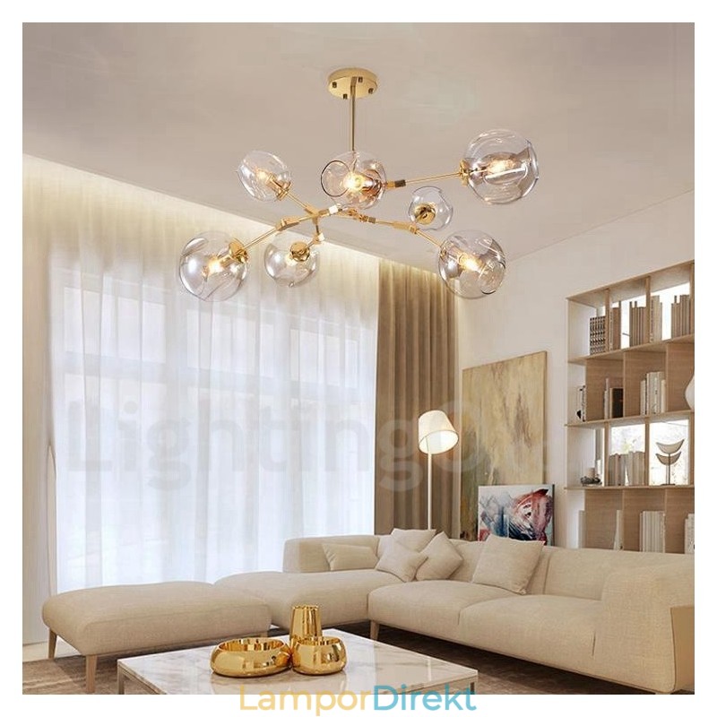 Modern Contemporary 7 Light Ljuskrona Med Klarglasskärm Och Lampa