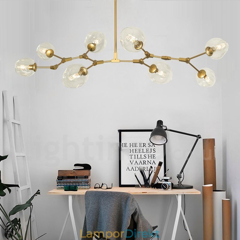 8 Ljus Modern Modern Ljuskrona Med Skärm I Klarglas Och Lampa (Svart Gyllene)