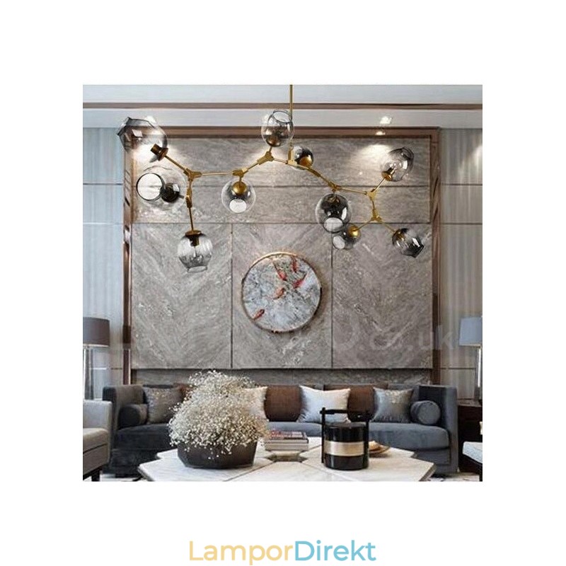 10 Ljus Gyllene Ljuskrona Med Glasskärm Ljus I Modern Modern Stil