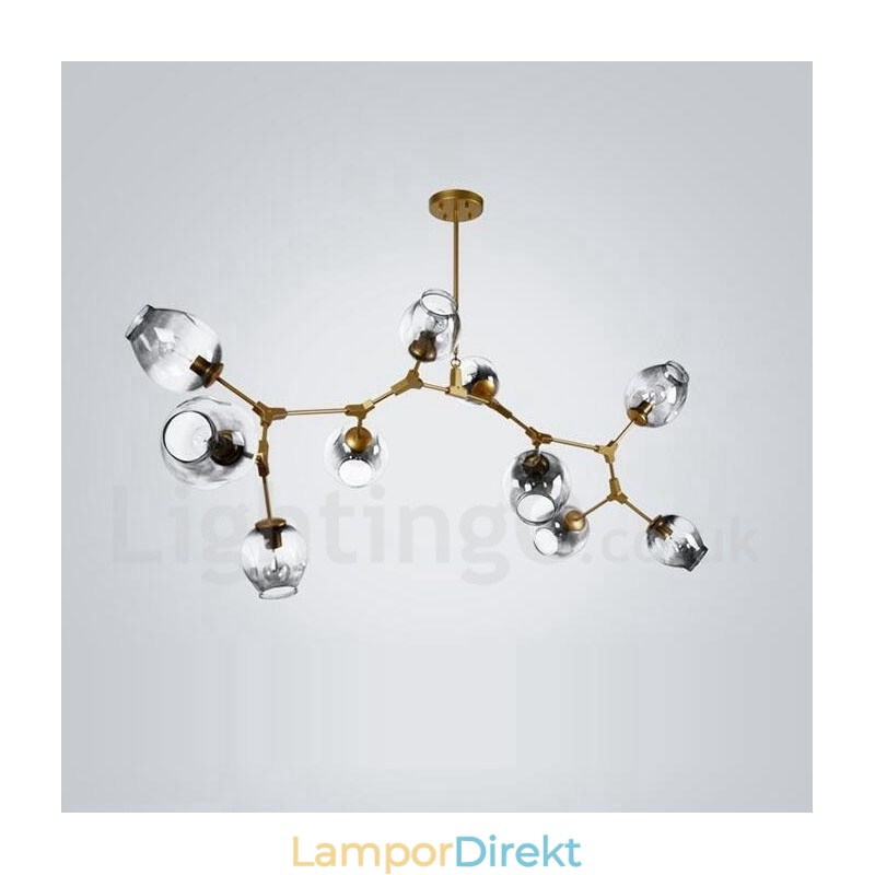 10 Ljus Gyllene Ljuskrona Med Glasskärm Ljus I Modern Modern Stil
