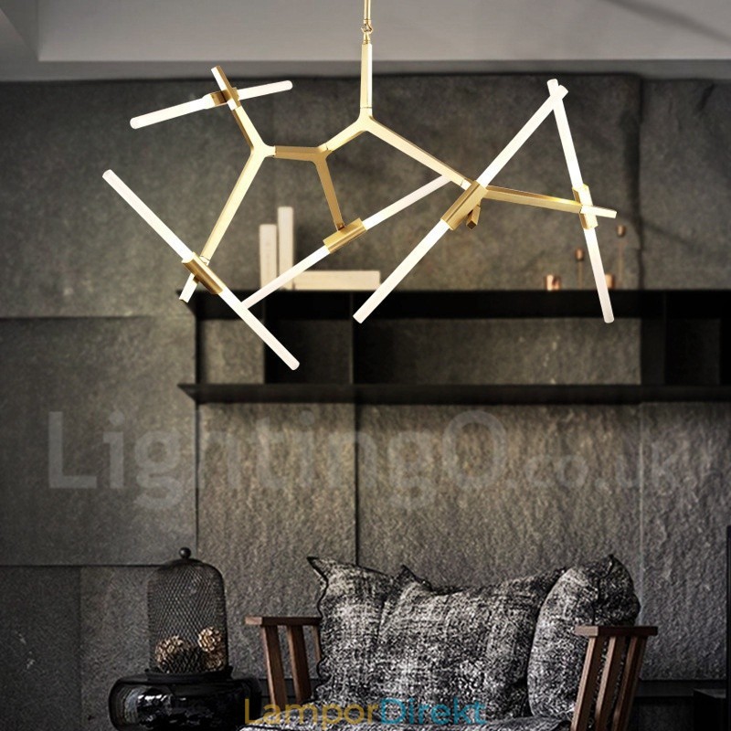 10 Ljus Modern Modern Ljuskrona Ljus (Svart Gyllene)