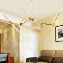 10 Ljus Modern Modern Ljuskrona Ljus (Svart Gyllene)