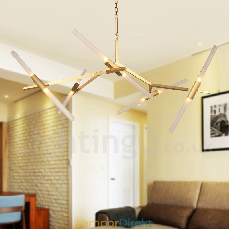 10 Ljus Modern Modern Ljuskrona Ljus (Svart Gyllene)