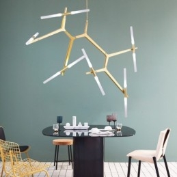 12 Ljus Modern Modern Ljuskrona Ljus (Svart Gyllene)