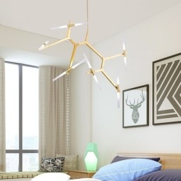 12 Ljus Modern Modern Ljuskrona Ljus (Svart Gyllene)