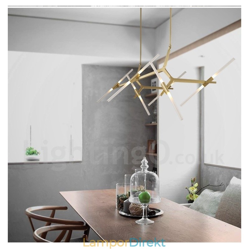 12 Ljus Modern Modern Ljuskrona Ljus (Svart Gyllene)