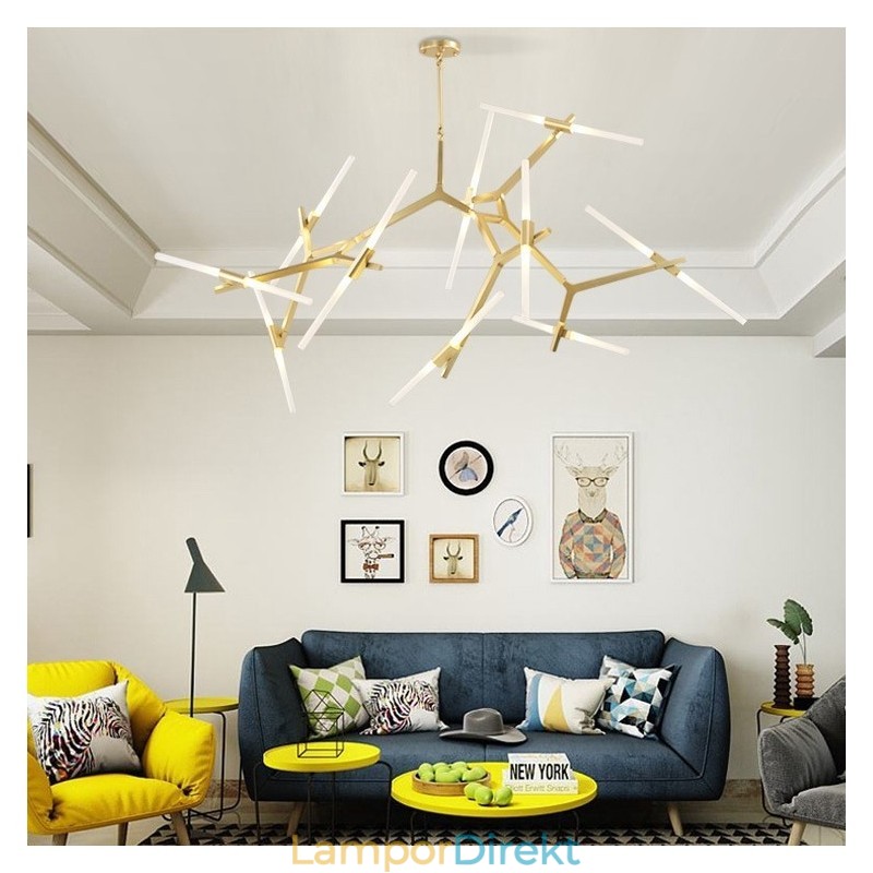 Modern Contemporary 20 Light Chandelier Light (Svart Gyllene)