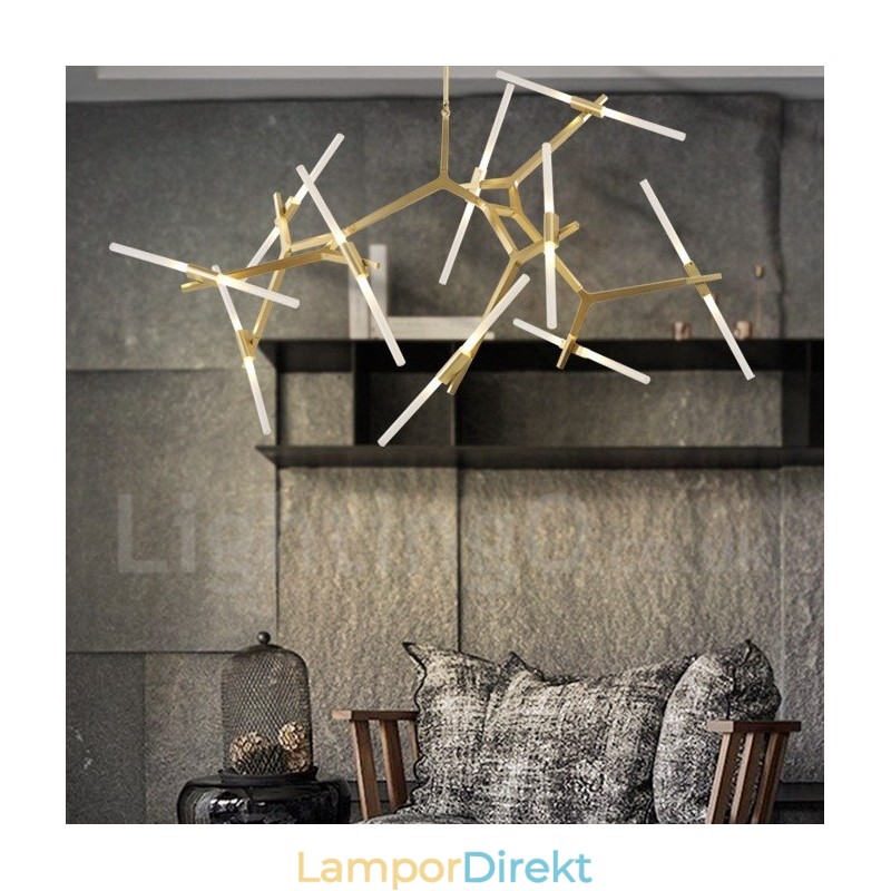 Modern Contemporary 20 Light Chandelier Light (Svart Gyllene)