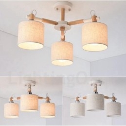 Modern Contemporary 3 Ljus Envånings Träkrona Med Trumtygsskärm &