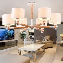 Modern Contemporary 6 Ljus Envånings Träkrona Med Trumtyg (Svart Vit)