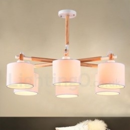 Modern Contemporary 6 Ljus Envånings Träkrona Med Trumtyg (Svart Vit)