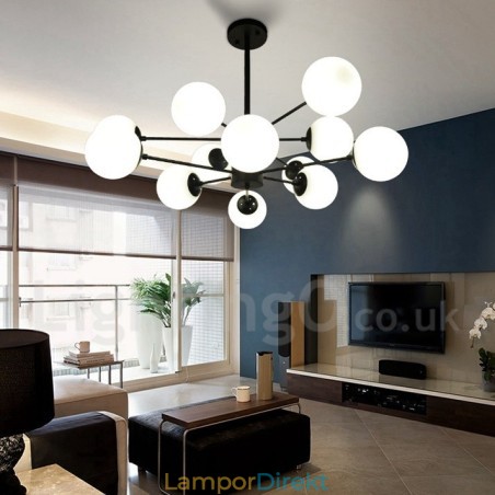 Svart 12 Ljus 2-Vånings Ljuskrona I Metall Med Glasskärm Modern Och Modern Stil Svart 12 Ljus 2-Vånings Ljuskrona I Metall Med Glasskärm Modern Och Modern Stil