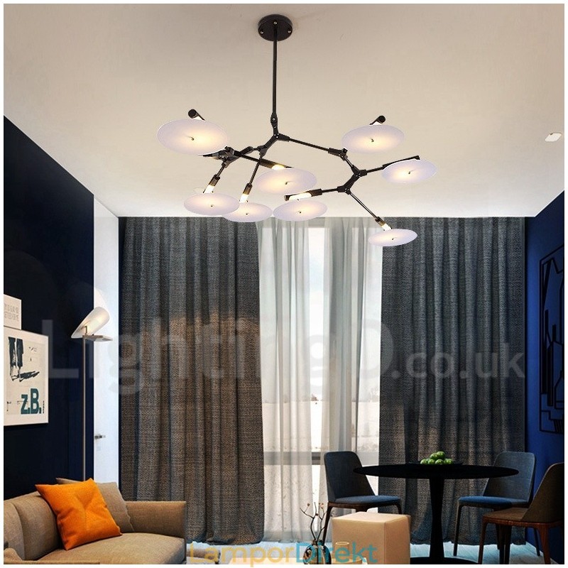 Svart 8 Light Modern Contemporary Chandelier Lamp