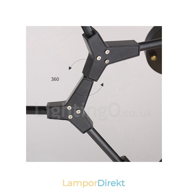 Black 9 Light Modern Contemporary Chandelier Lamp